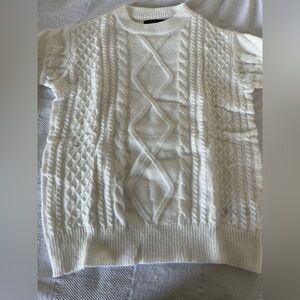 Elegant White Cable Knit Sweater